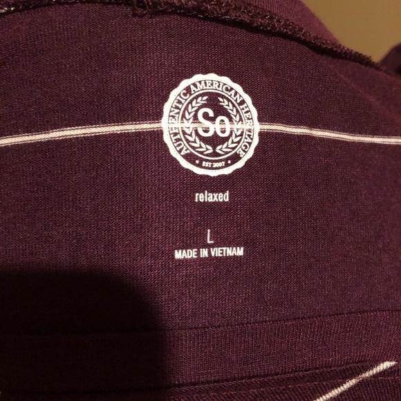 Juniors burgundy and white striped top - Picture 3 of 3